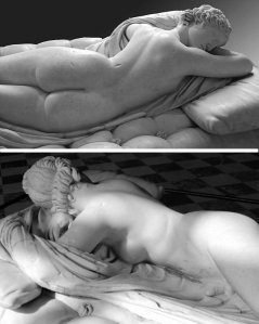 Anonyme, Hermaphrodite endormie, IIe s ap. J.-C., marbre, 169 cm x 89 cm, Musée du Louvre, http://cartelfr.louvre.fr/cartelfr/visite?srv=car_not_frame&idNotice=887.